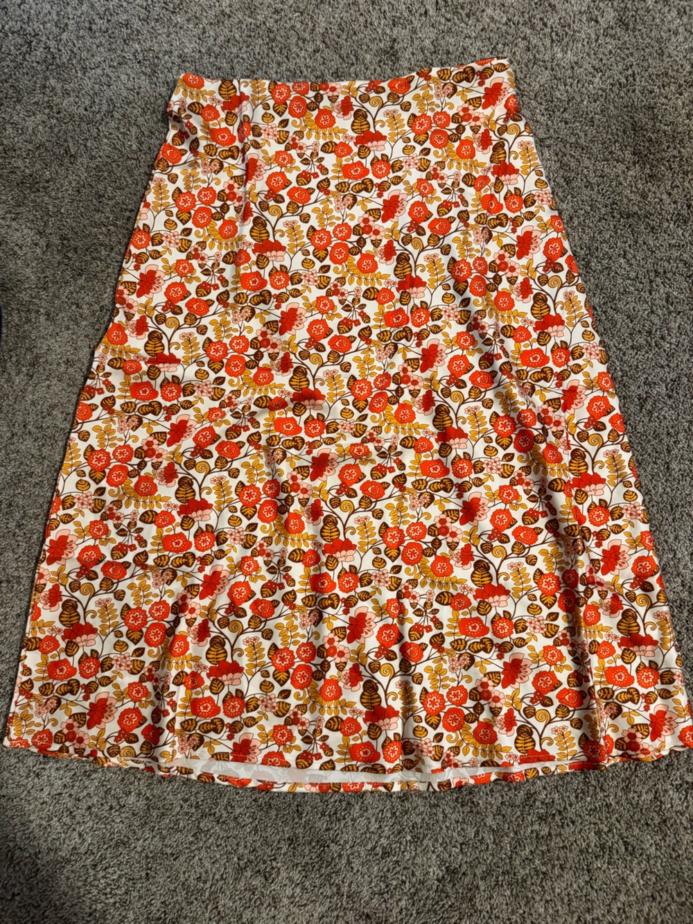 Amazon Floral A-Line Skirt in Orange, Brown, Cream